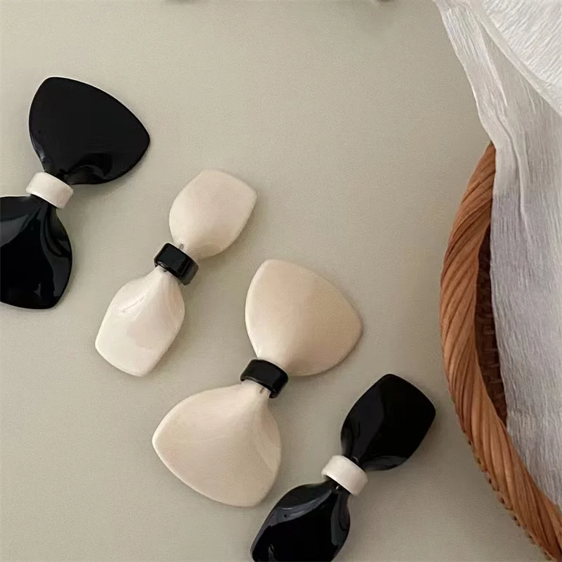 Fashion Acetate Retro French Hair Clips For Women Sweet Black And White Acrylic Hairpins Barrette Hair Holder Hair Accessories