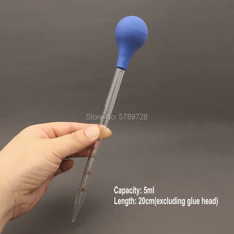 5pcs/lot 1ml 2ml 3ml 5ml 10ml Glass dropper with scale,Chemical laboratory glass pipette with rubber suction ball