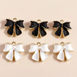 5 adet güzel siyah beyaz ilmek sevimli papyon Charms için DIY takı yapma kolye kolye bilezik Dangle küpe Charms