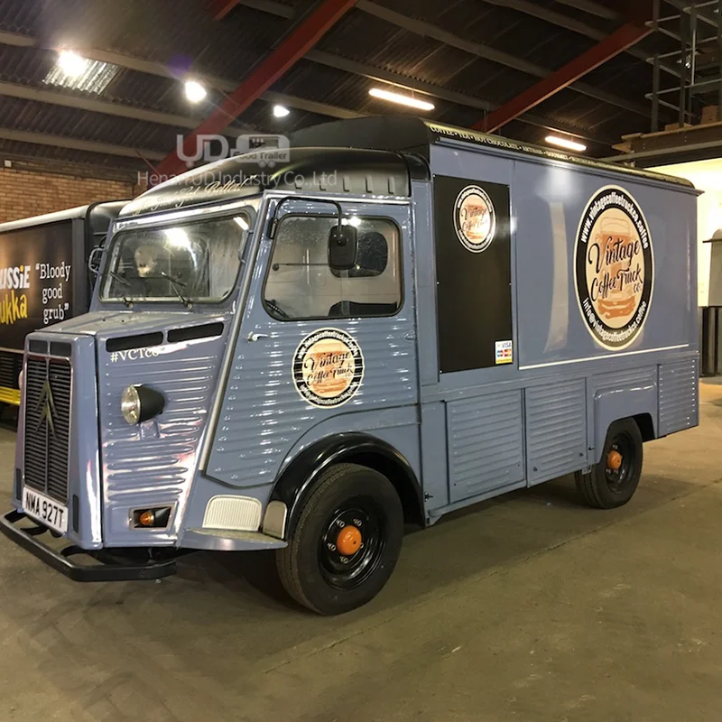 Caminhões elétricos móveis do alimento do vintage, estilo fresco, carrinho do gelado, caminhão do taco do cachorro-quente, petiscos e café, cozinha e restaurante, venda