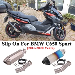 For BMW C650 Sport 2016 - 2020 Motorcycle Exhaust Escape Silencer Modified Slip On Carbon Muffler DB Killer Middle Link Pipe