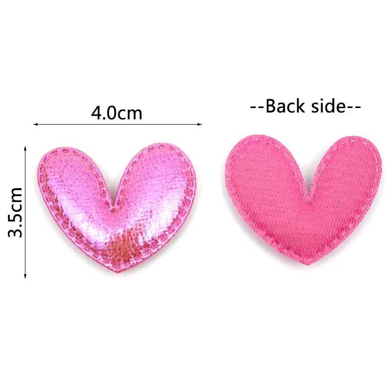 35Pcs 3.5*4cm Shiny PU Leather Heart Padded Appliques For DIY Hairpin Headwear Gifts Crafts Decoration Clothing Accessories