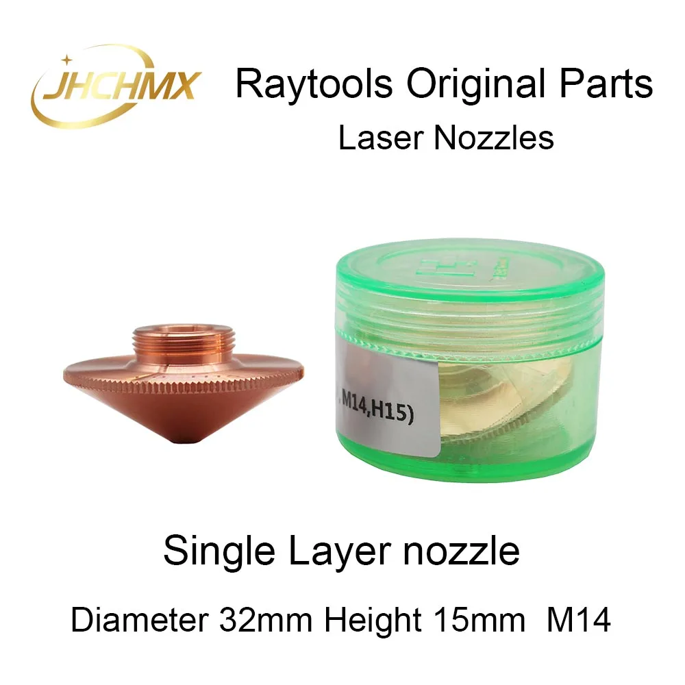 JHCHMX-boquillas láser de Raytools, doble capa única, diámetro de 32mm, M14, H15, boquillas de cobre originales para cabezal de corte láser de fibra Raytools