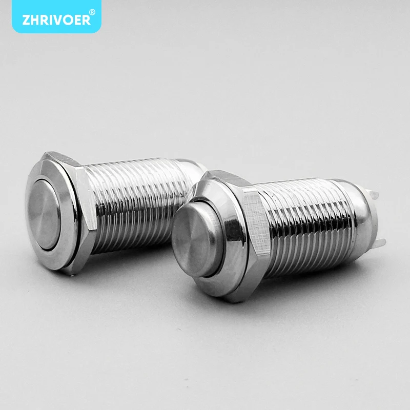 1 個 10 ミリメートル金属プッシュボタンスイッチ、セルフロック/ラッチ自己リセット/モーメンタリー 2/3 ピンIP67 フラットヘッド/高ヘッド 3A/250VAC