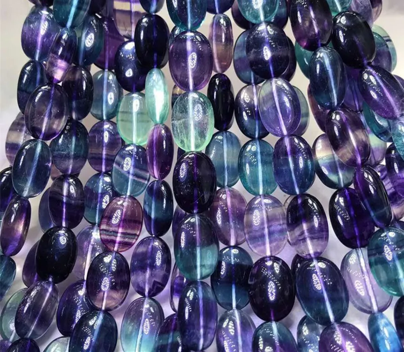 Fluorite  purple flat oval 7*13*18mm for DIY jewelry making  loose beads  FPPJ wholesale beads nature 38CM