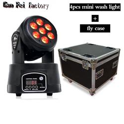 Flight Case con LED Mobile DJ Wash 7X12W RGBW Mini luce a testa mobile DMX Faretto per eventi Disco Party Nightclub