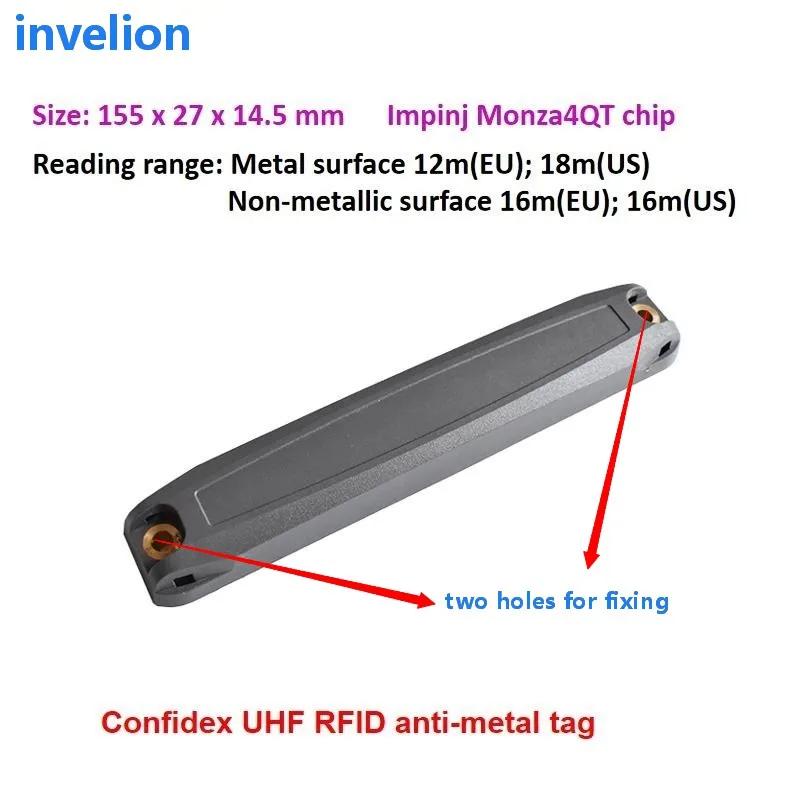 Imagem -04 - Mesmo Confidex Uhf Rfid Etiqueta Anti-metal Fina 915mhz 868mhz Impinj M4qt Mr6p Chip Gen2 de Longo Alcance Durável Abs Rfid Etiquetas de Metal Uhf