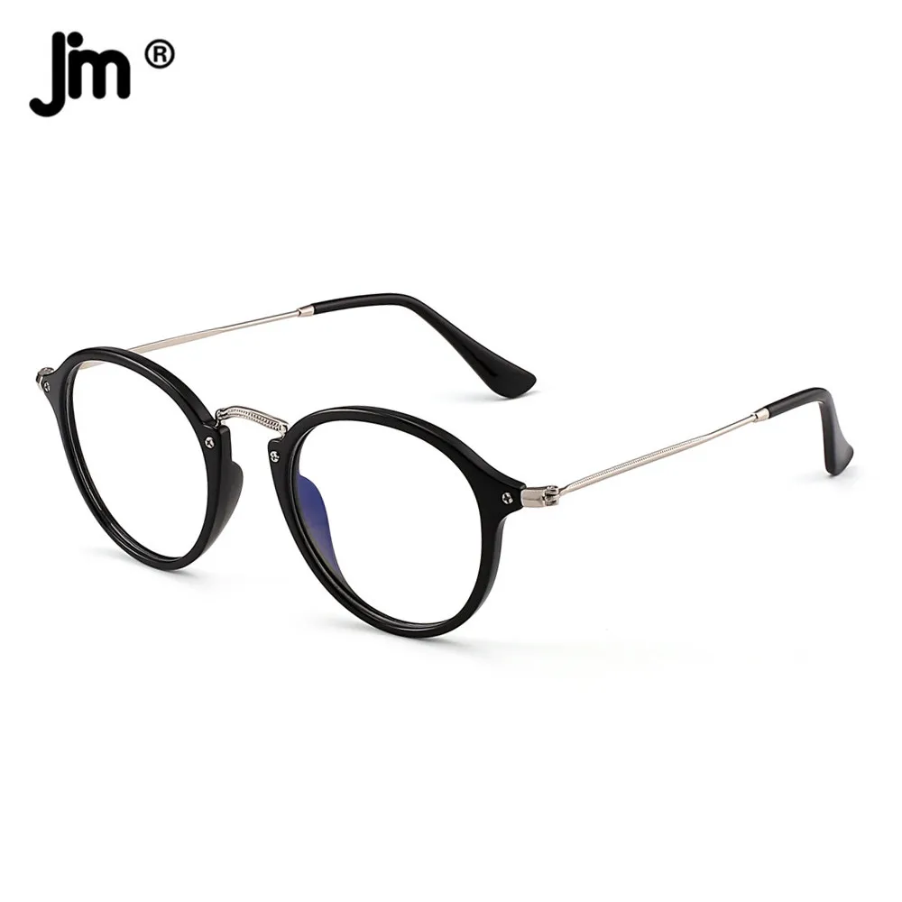 JM Round BLue Light Glasses for Women Vintage Computer Clear Fake Glasses Frame