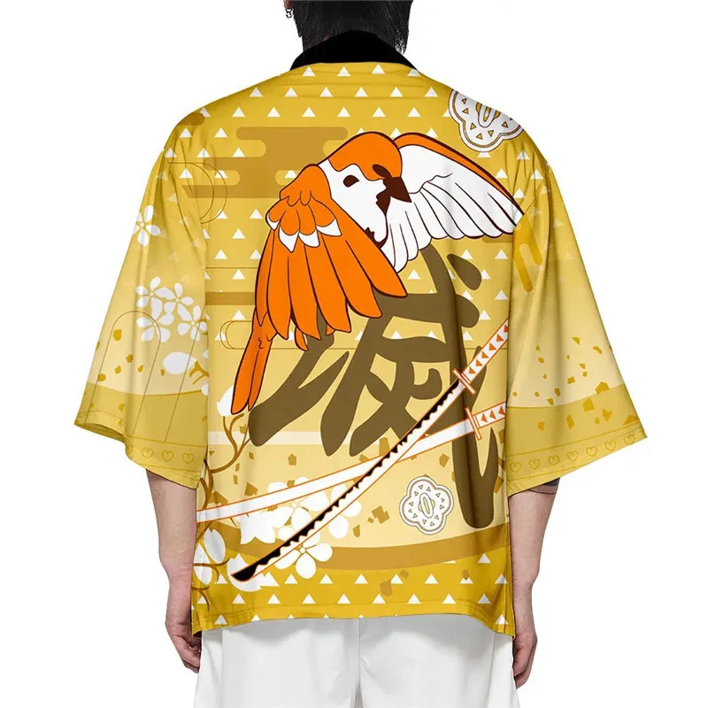 Demon Slayer Rengoku Kyoujurou NEW Kimono Haori Kimetsu no Yaiba Kamado Tanjirou Agatsuma Zenitsu Cardigan Top