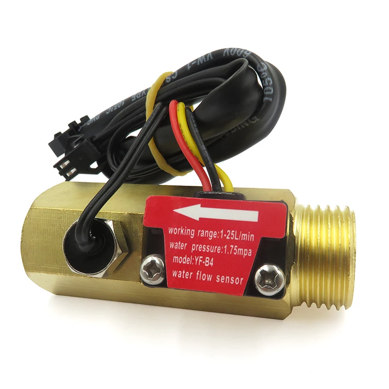 DN15 Water Flow Sensor Brass 1.75MPa Hall Sensor Pulse 1/2\