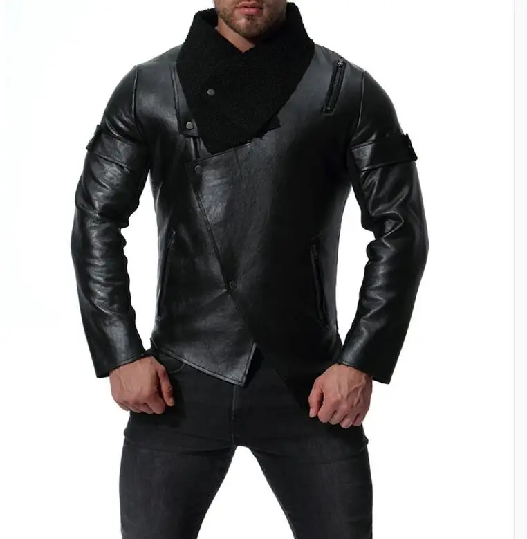 S-XXL Autumn new men's clothing motorcycle hair stylist personality punk PU leather jacket stage singer costumes