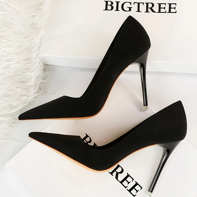 BIGTREE Shoes Suede Women Pumps 2024 New High Heels Fashion Sexy Party Shoes Stiletto Ladies Shoes Women Heels Plus Size 42 43