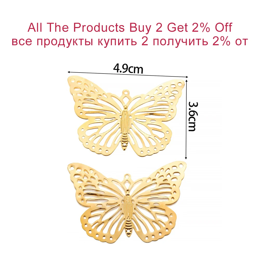 20/30Pcs/Pack Copper Butterfly Filigree Wraps Gold Pendant Etched Embellishments Charms For DIY Bracelet Necklace Jewelry Making