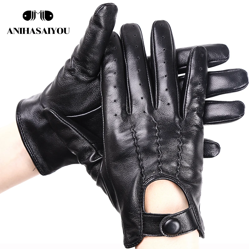 Fashion motorcycle touch gloves,Black Sensitive touch screen gloves,sheepskin genuine leather women\'s gloves -2004