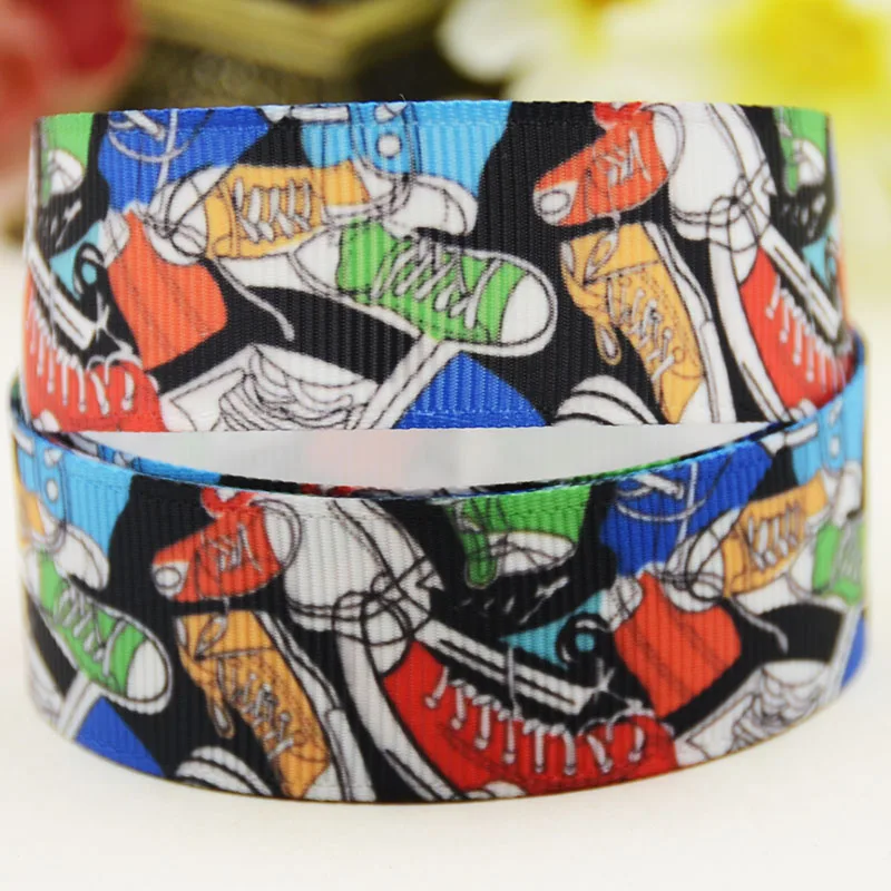 

22mm 25mm 38mm 75mm Shoes Cartoon pattern printed Grosgrain Ribbon party decoration 10 Yards X-04168