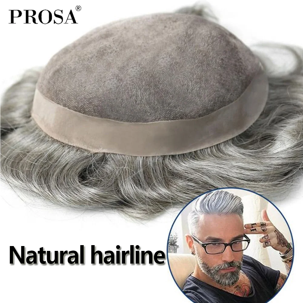 Tupé de línea de pelo Natural para hombres, peluca Superfina, sistema de cabello para hombres, moda masculina, cabello humano