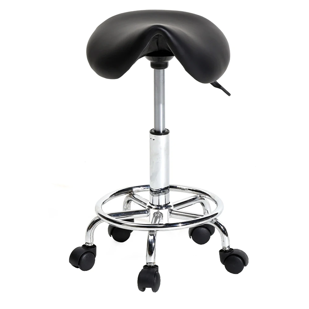 2Colors Adjustable Saddle Stool Ha Ha Feet Rotation Bar Stool  Leather Stool Height Adjustable Bar Chair Work Rotating Chair