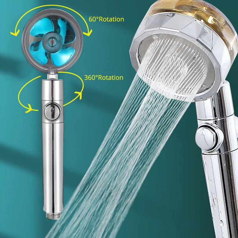 Strong Pressurization Spray Nozzle Water Saving  Rainfall 360 Degrees Rotating With Small Fan Washable Hand-held Shower Head