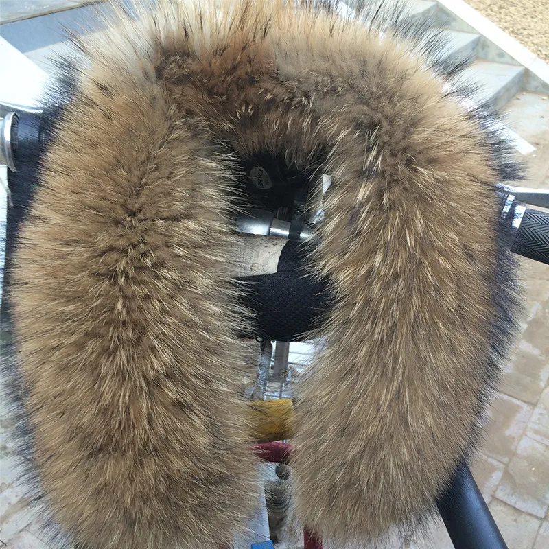 5A quality natural fur collar Winter Real Natural Raccoon Fur Collar for hat High Quality Raccoon Fur Fashion Coat Collar