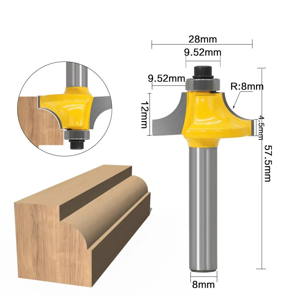 3pcs 8mm Shank Router Bits Set Beading Bit Round Over Bead Frame Door T V Shape Milling Cutter For Wood Power Tools