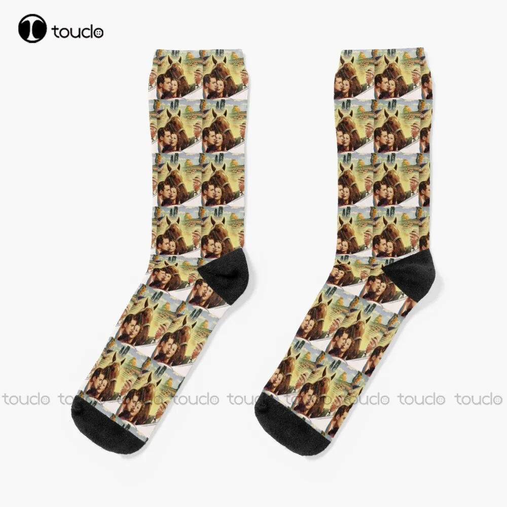 Loretta Young Richard Greene Walter Brennan Kentuckyy Art Socks Black Mens Socks Christmas New Year Gift 360° Digital Print