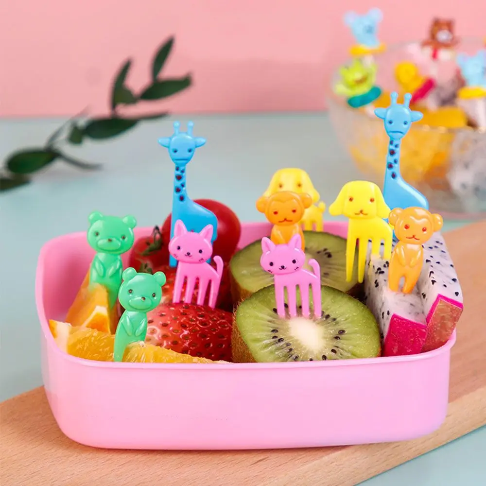 

10 PCS/ 30 PCS Bento Cute Mini Reusable Toddler Toothpicks Children Fruit Forks Cartoon Animal Farm Kids Food Picks