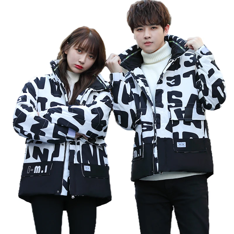 2021 winter new pair of down jackets warm coat men and women letter cartoon all-match fashion brand neutral wind for lovers