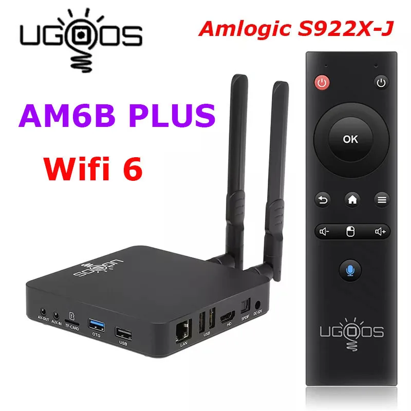 UGOOS AM6B Plus TV, pudełko Amlogic S922X-J Android 9.0 DDR4 4GB RAM 32GB WiFi6 1000M BT5.0 4K AM6 Plus TVBOX