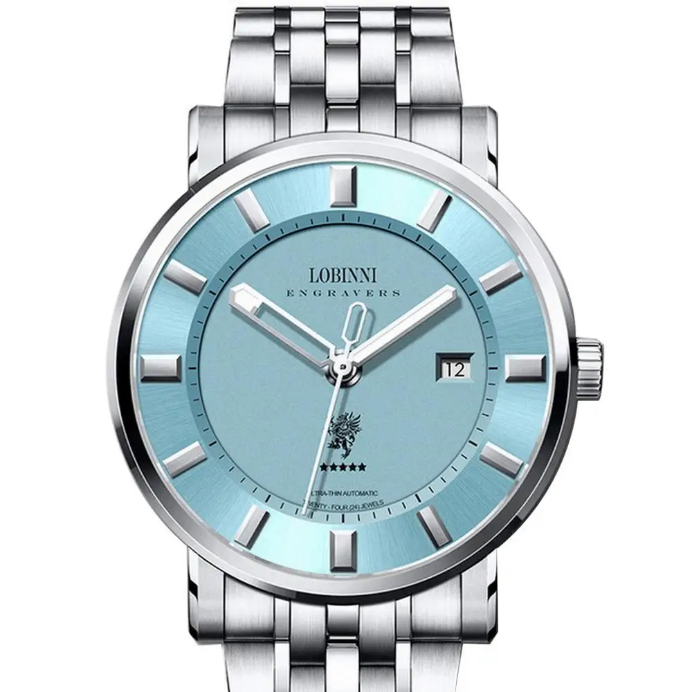 LOBINNI ساعة أوتوماتيكية للرجال سويسرا 42 ملم ساعة يد ميكانيكية مقاومة للماء ساعة فاخرة relogio