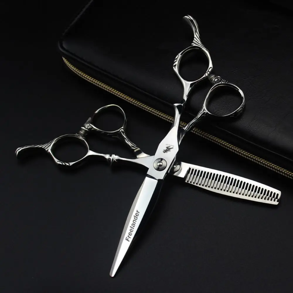 Freelander Barber Hair Scissors 6 inch Professional Hairdressing Scissors With Japan Sink Screw Hair Cutting Thinning Scissors