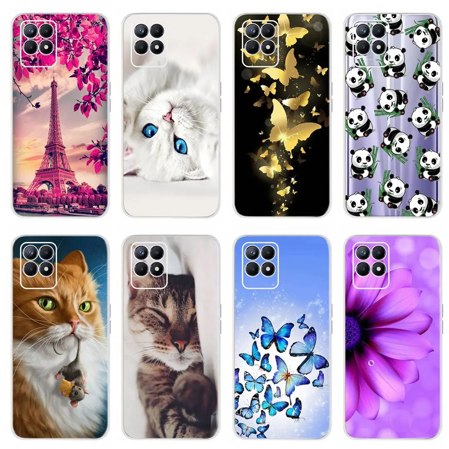 Dla przypadku Realme 8i RMX3151 słodki kociak motyl malowane okładka miękki futerał silikonowy dla Oppo Realme 8i Realme8i przypadku telefonu TPU