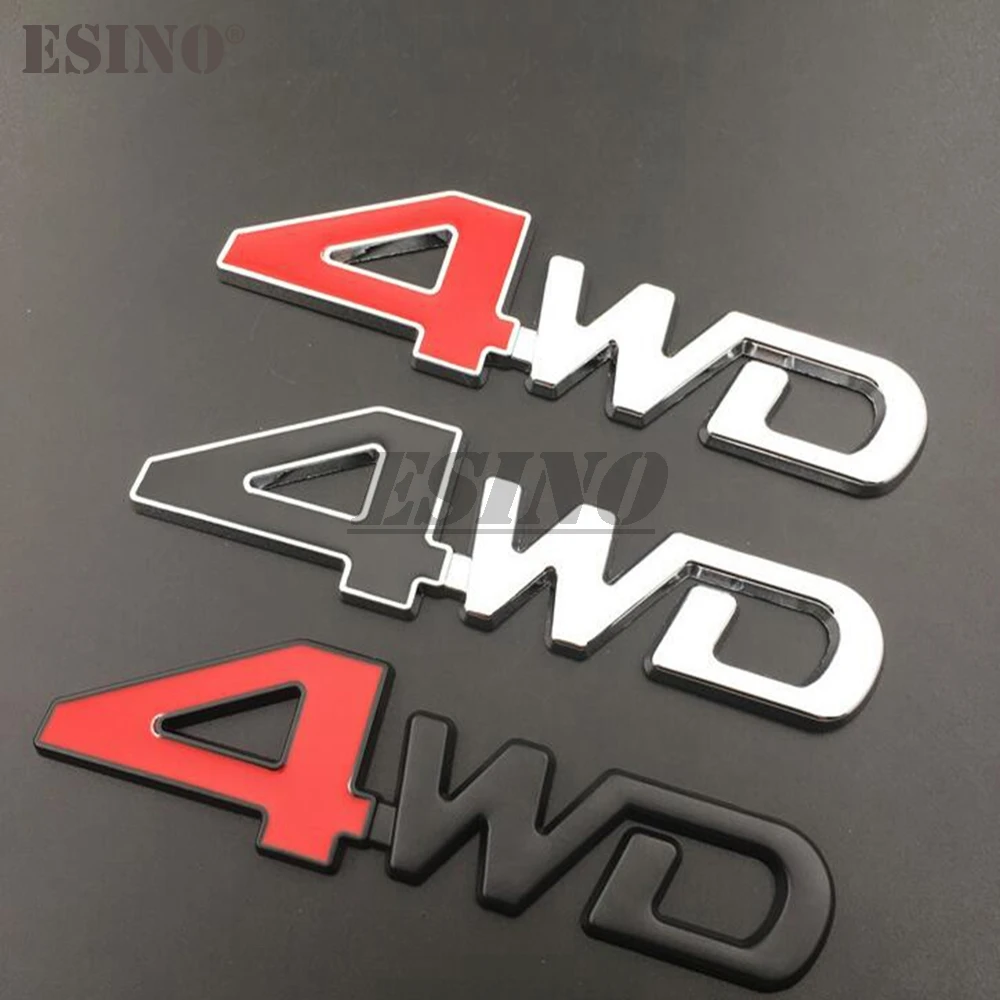 Car Styling 3D 4WD 4 Wheel Drive Offroad 4 x 4 Car Metal Alloy Trunk Fender Adhensive Badge Body Tailgate Displaceme Emblem