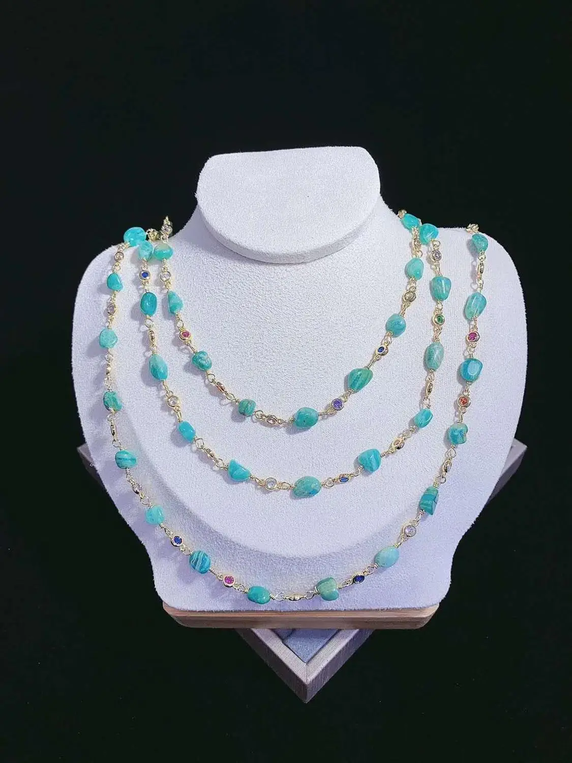 1 Meters natural Stones jewelry Colorful CZ Necklace Link Chain