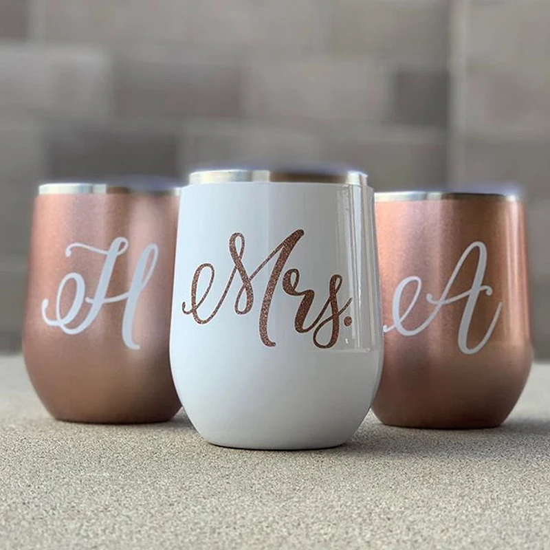 Personalized Wine Tumbler With Straw Bridesmaid Gifts Custom Cup Insulated 12 oz Tumbler Bachelorette Party Favors