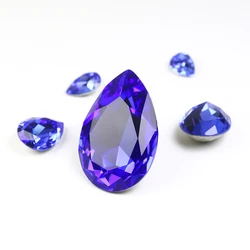 All Size Tear Drop Shape Pointed Back Rhinestones With Sapphire Color Crystals Stones K9 Crytsal For Jewelry Making Garment 3003