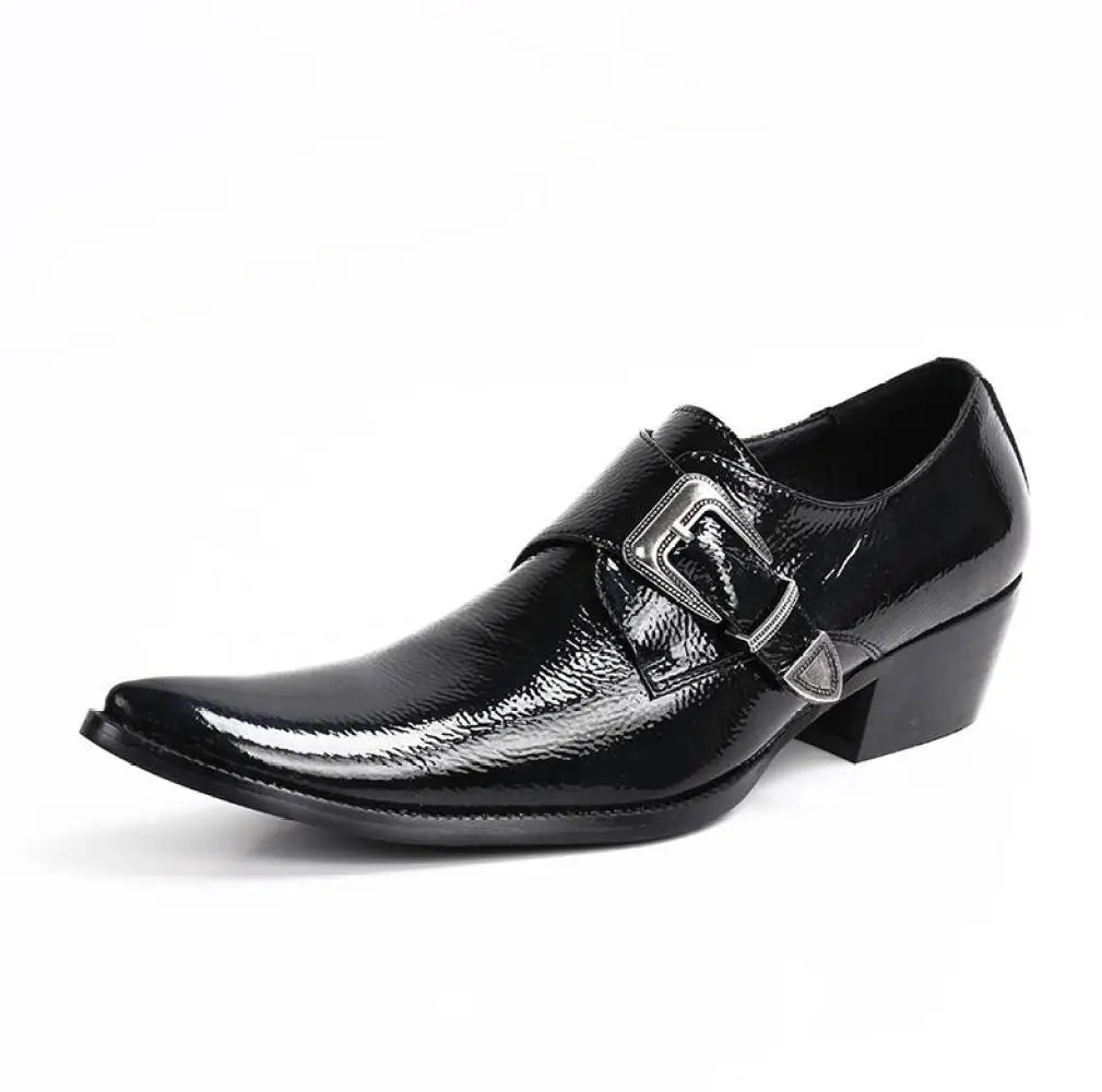 Fashion Pointed Toe Heighten Oxford Shoes Luxury Men Dress Wedding Crocodile Leather High Heels Party Prom Shoe