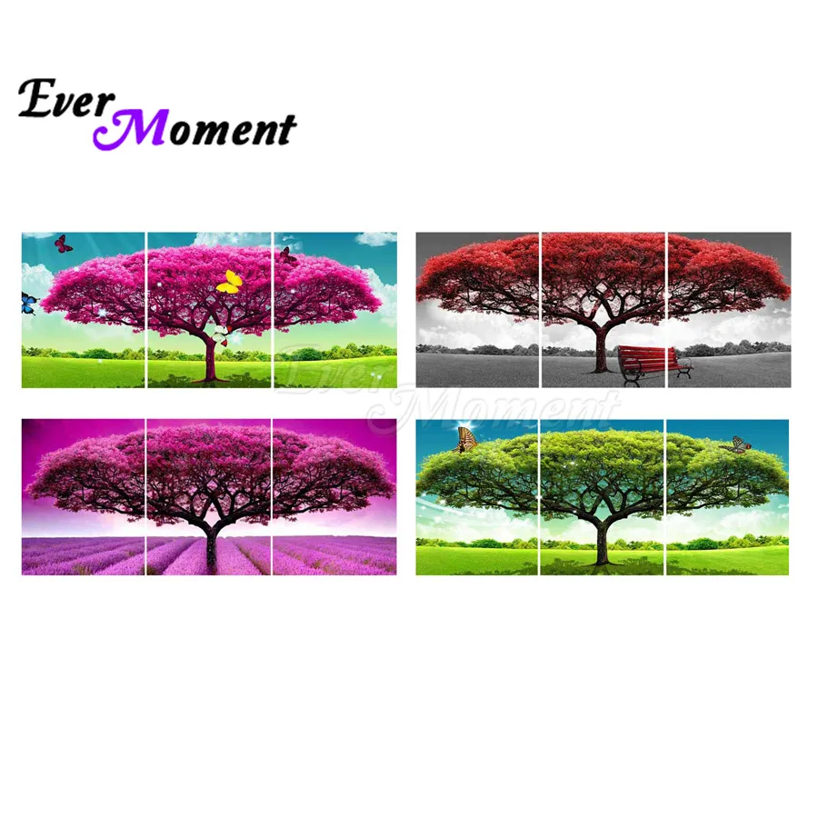 

Ever Moment Diamond Painting Kit Multiple Pictures 3 Panels Tree Full Square Resin Drills DIY Home Decoration 1M044