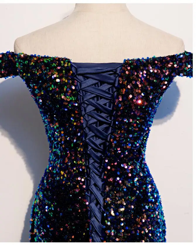 Robe De soirée De forme sirène, luxueuse tenue De bal De fin d'année, col bateau, paillettes, traîne, 2022