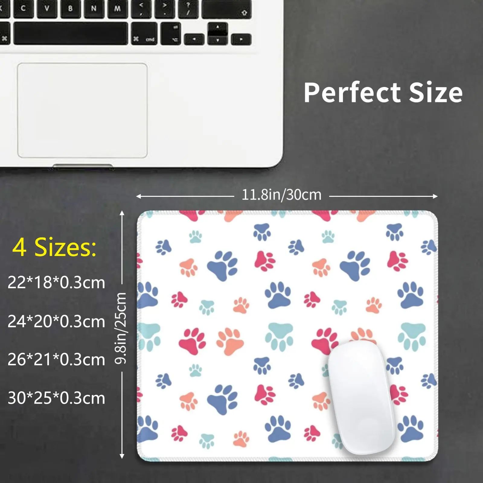 Animal Lover Pet Colorful Paw Print Pattern Mouse Pad DIY Print Animal Lover Pet Lover