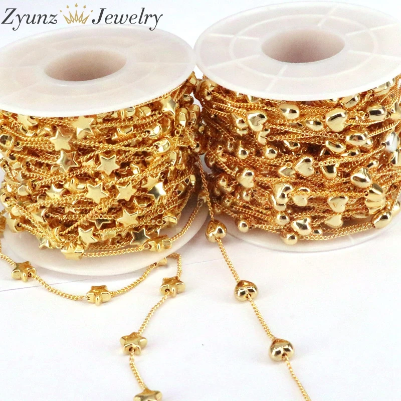 10 Meters, Charm Star Heart Chains Handmade Link Chain For DIY Jewelry Making Gifts