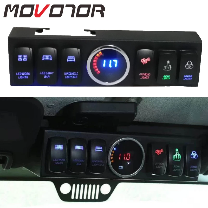 

Overhead 6 Rocker Switch Pod or Panel with Control and Source System Blue Back Light for Jeep Wrangler JK JKU 2007-2018 1Set