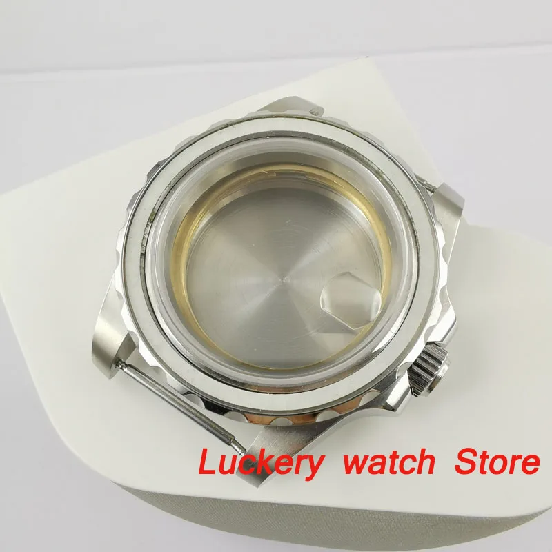 

new 40mm case Ceramic bezel Sapphire glass stainless steel Watch Case fit ETA 2836 miyota 8215 automatic movement-BK47