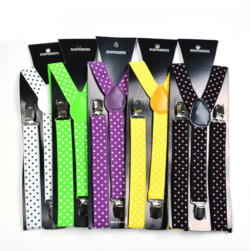 YSMILE Y Fashion Solid Dots 3 Clips Suspenders High Elastic Adjust Comfortable Braces Male Female Wedding Clothes Accessories