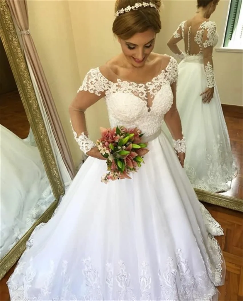 

NUOXIFANG Vestido De Noiva 2020 Vintage Appliques Long Sleeves Wedding Dress A Line Lace Bridal Gown Casamento Robe De Mariee