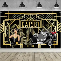 1920s Photography Backdrop Black And Gold Roaring 20s Gatsby Birthday Party Background For Wedding Art Vintage Dance Jazz