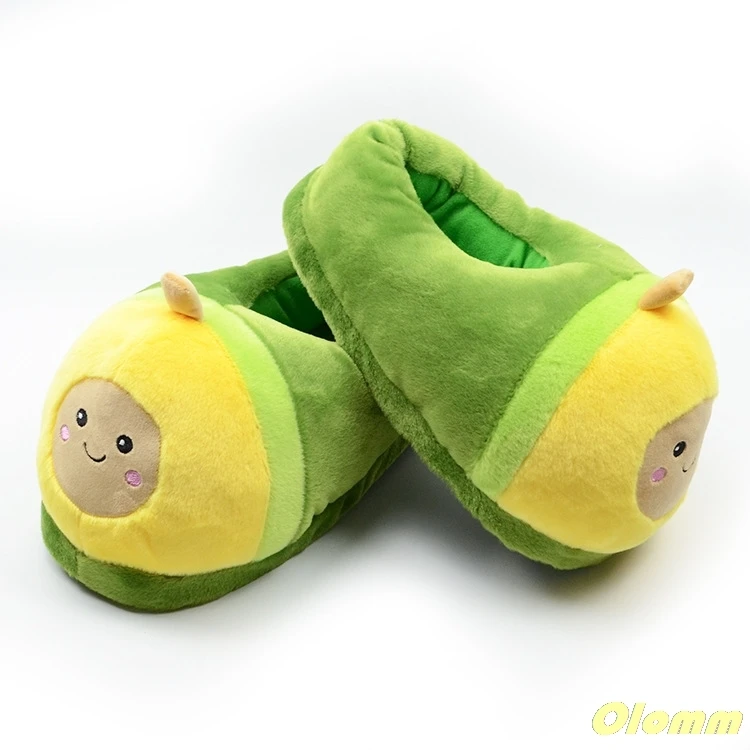 Women indoor Slippers Cartoon Avocado Slippers Lovers Warm Woman Slippers Avocado Plush Shoes Home House Slippers Children