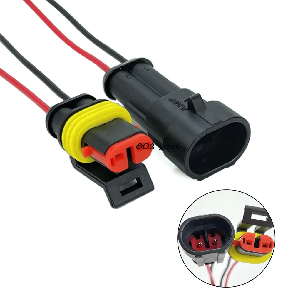 1set 2 Pin Auto Way Male & Female Waterproof Electrical Connector Plug with cable