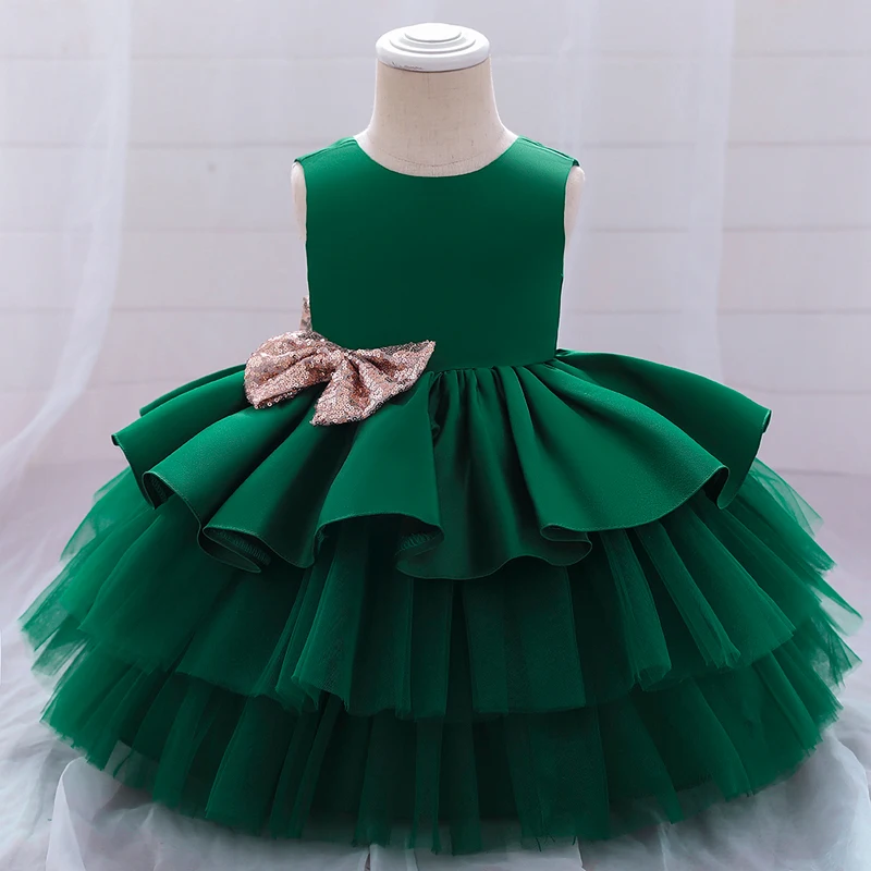 Vestido de flores Infantil para niña, ropa de Navidad para fiesta de primer cumpleaños, boda, tutú de encaje, disfraz de princesa para bebé, 2024