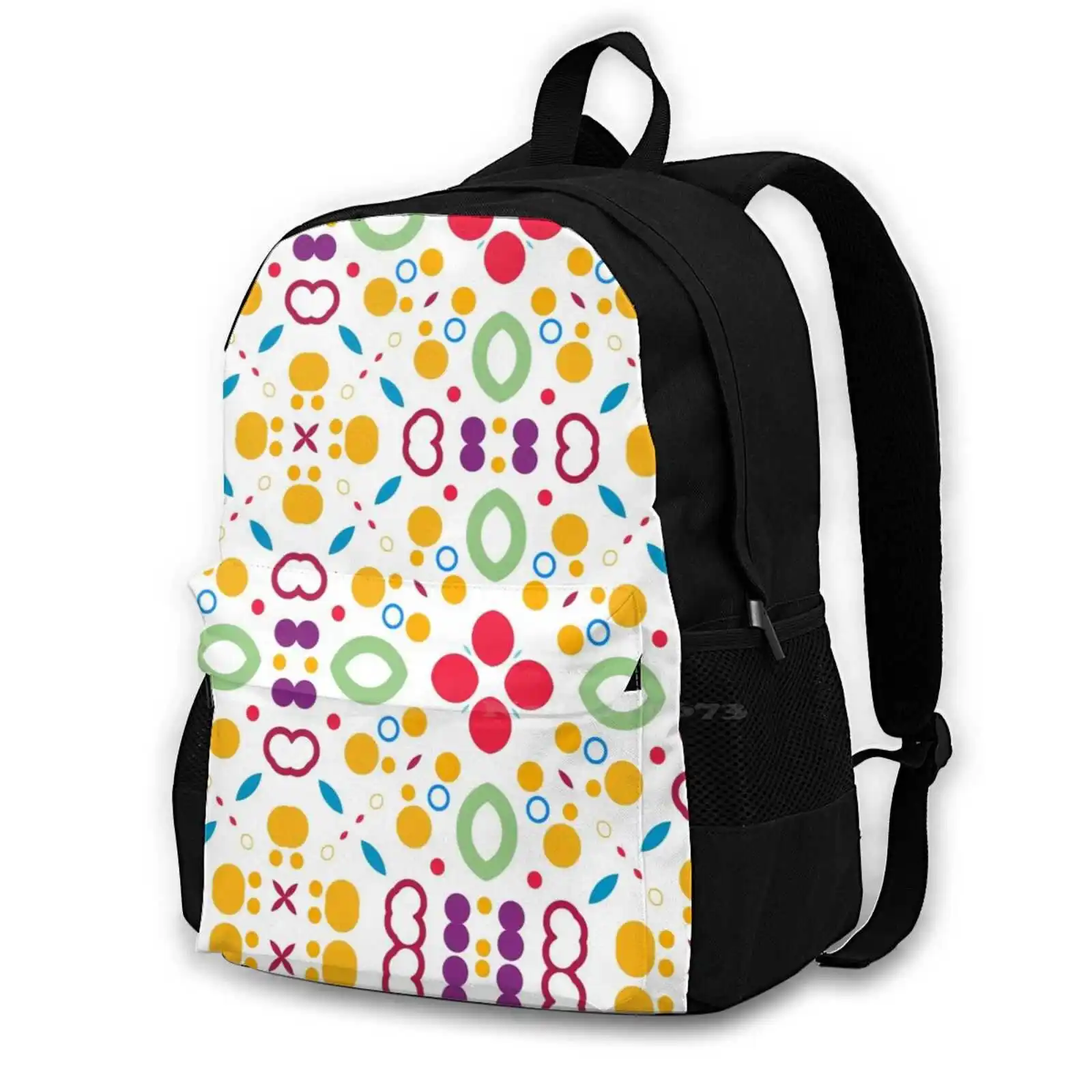 Circle Pattern Decorative Seamless Colorful Repeat Fashion Travel Laptop School Backpack Bag B Q Colorful Christmas Flowers