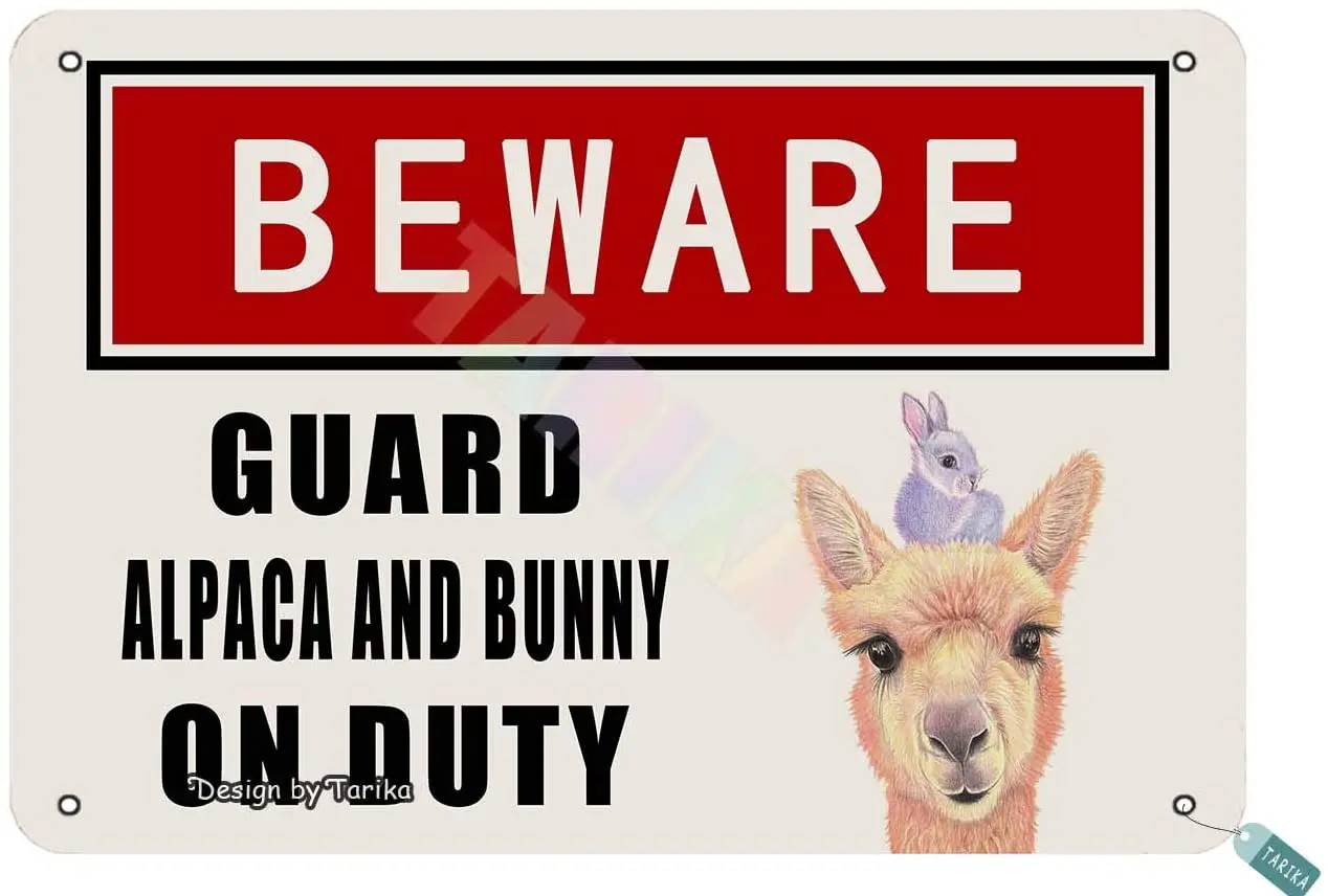 

Keely Beware Guard Alpaca and Bunny On Duty for Home,Outdoor,Restaurants,Club,House,Room,Cafe,Pubs,Man Cave,Street,